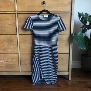 ZARA Trafaluc Striped Bodycon Short Sleeve Dress, Black and White, Size S..